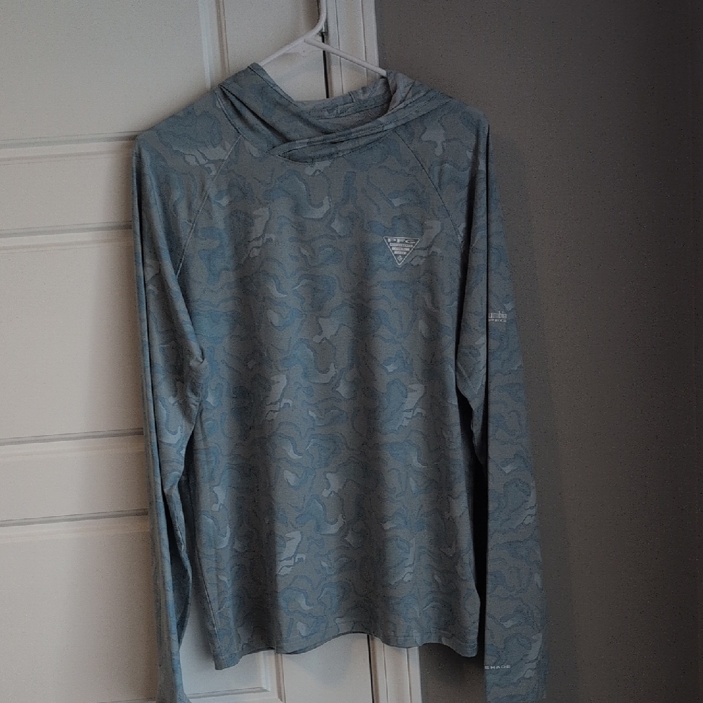 Columbia Blue Camo Long-Sleeve Hooded Performance Shirt